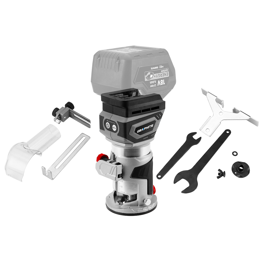 Акумуляторний безщітковий фрезер Energy+ 18 В GRAPHITE (58GE140)